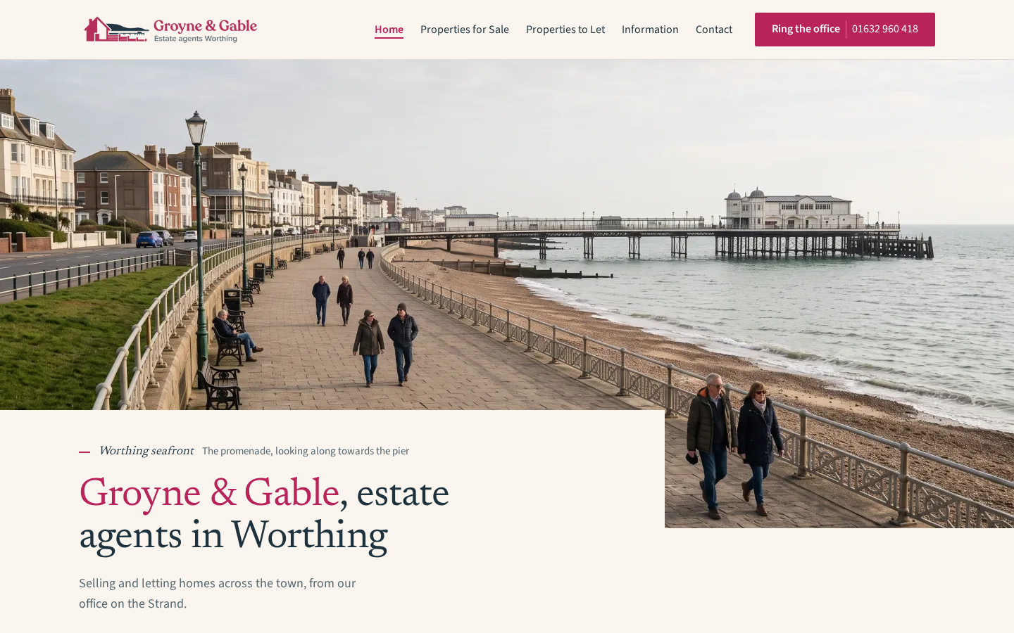 Groyne & Gable home page on a desktop screen
